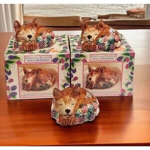 Fitz and Floyd Wildberries Ceramic Pommander Handpainted Sleeping Fox